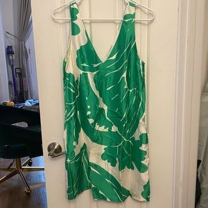 Tibi green leaf patterned dress, size 8, 100% silk. Excellent condition.